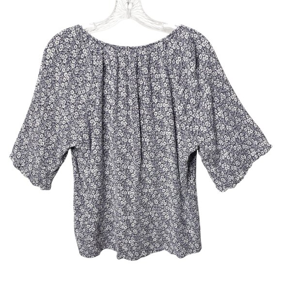 FAHERTY Amira Top In Navy Ditsy Floral Women's Size L Pullover Flutter Sleeve - Picture 4 of 9